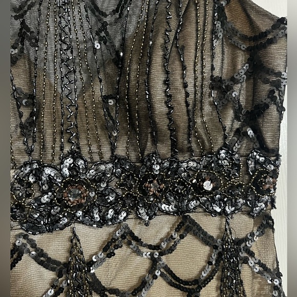 SUE WONG Black and Gold Beaded Dress - Picture 5 of 14